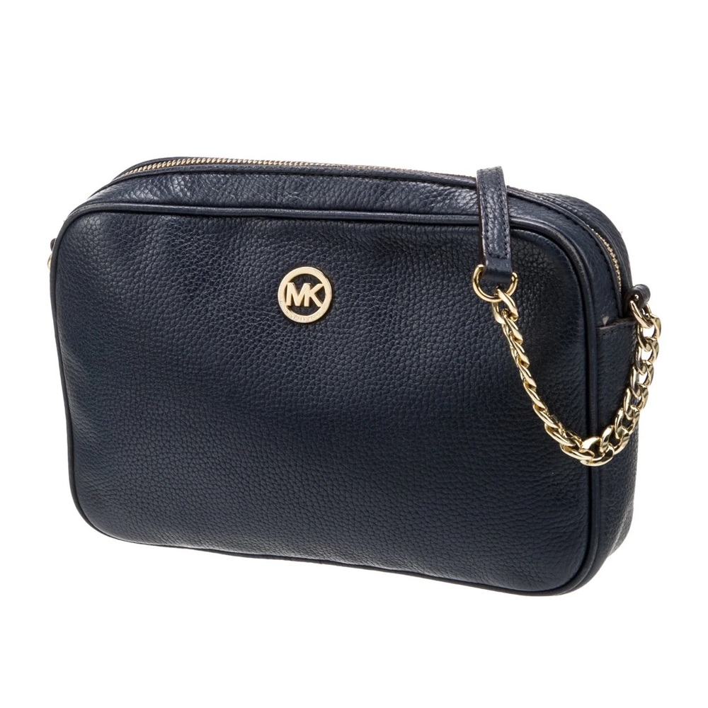 Michael Kors Navy Fulton Pebbled Leather Crossbody Bag